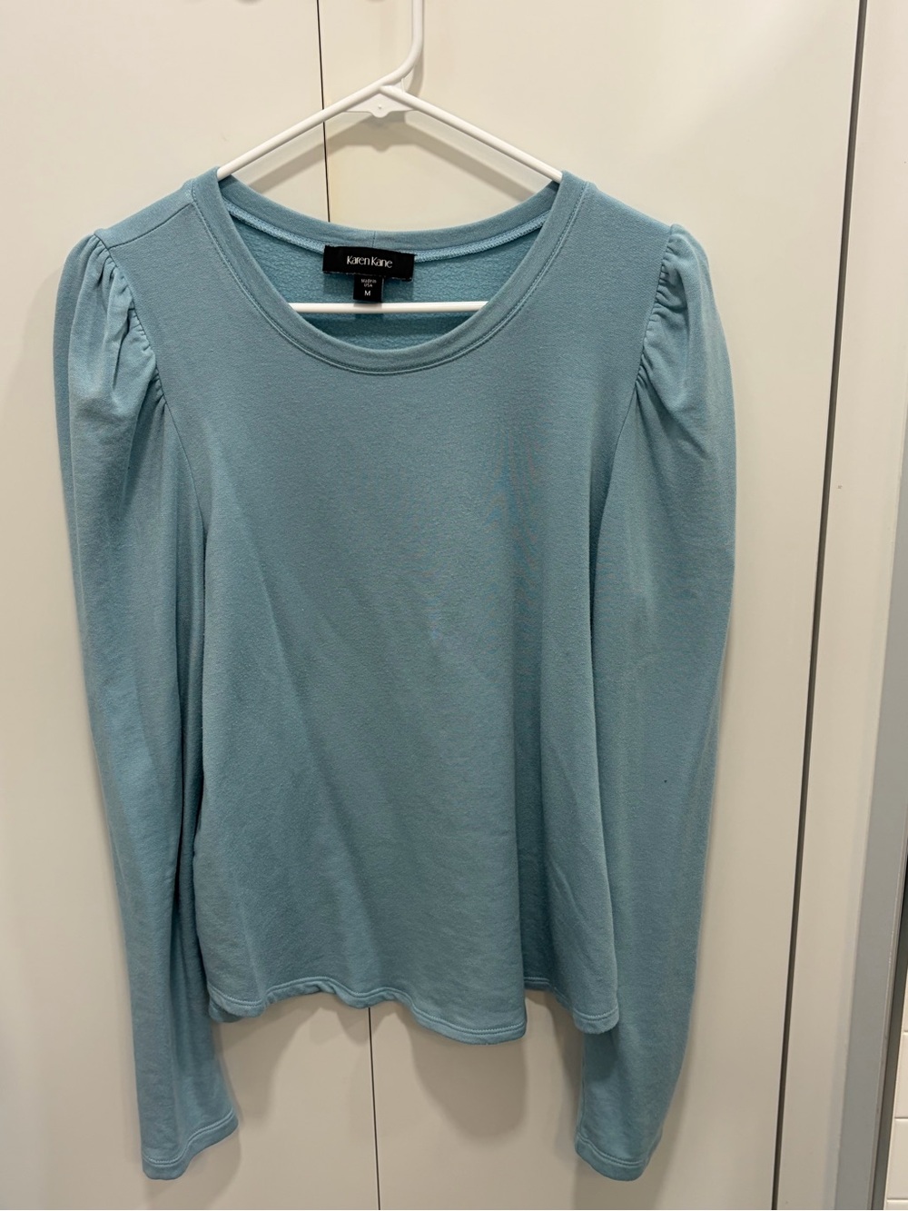 Karen Kane Dusty Blue Puff-Shoulder Long Sleeve Top